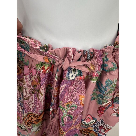 Tahari Navy Pink Floral Polyester Palazzo Pants Pull On Artsy - Size M - Picture 5 of 14
